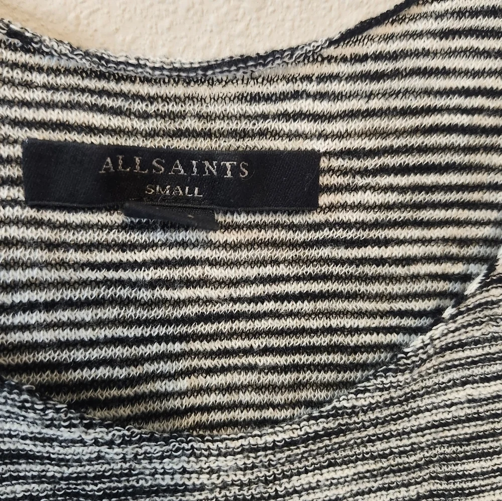 All Saints Blyth Stripe Vest Dress Size Small Black And White Stripe‎ Brand New